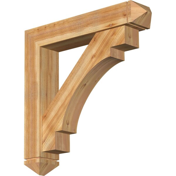 Ekena Millwork Merced Arts and Crafts Rough Sawn Bracket w/ Offset Brace, Western Red Cedar, 8"W x 42"D x 42"H BKT0806X42X42MRC03RWR - main
